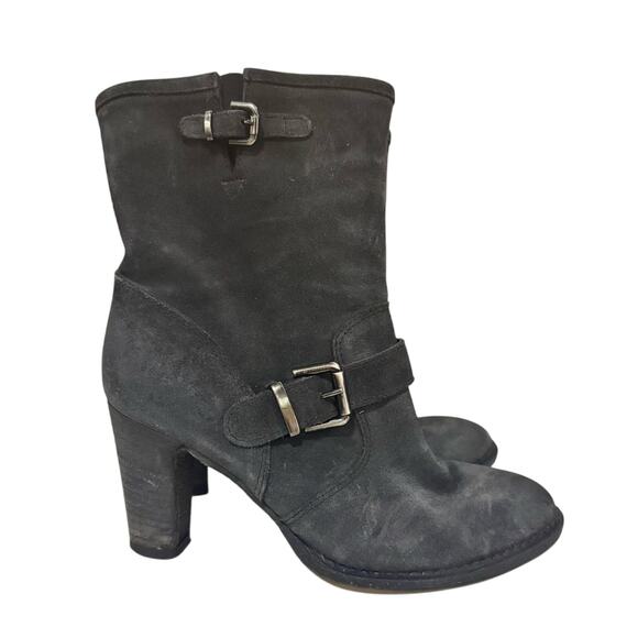 Barneys New York Gray Suede Heeled Mid-Calf Boots Women's US 6 Made in Italy - Picture 2 of 7